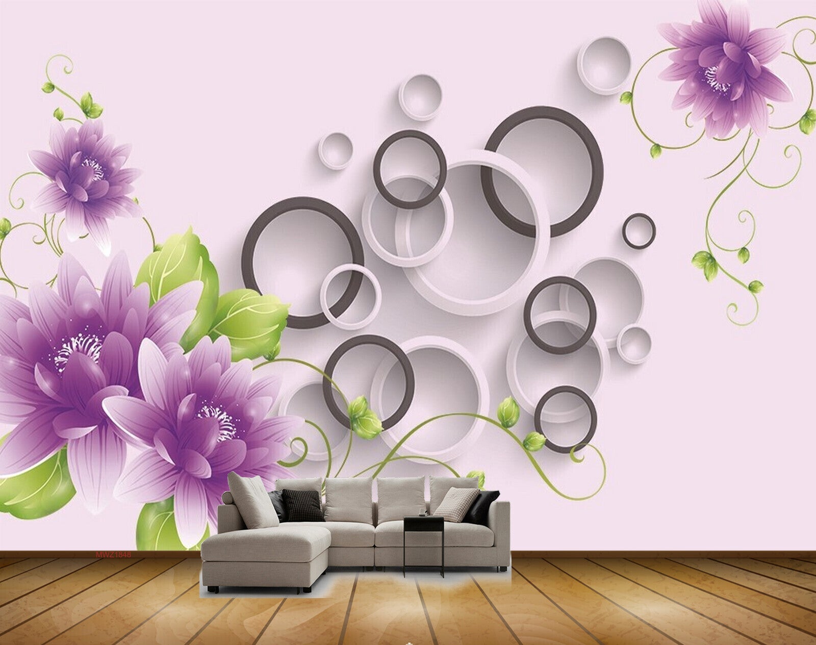 Avikalp MWZ1848 Purple Flowers HD Wallpaper