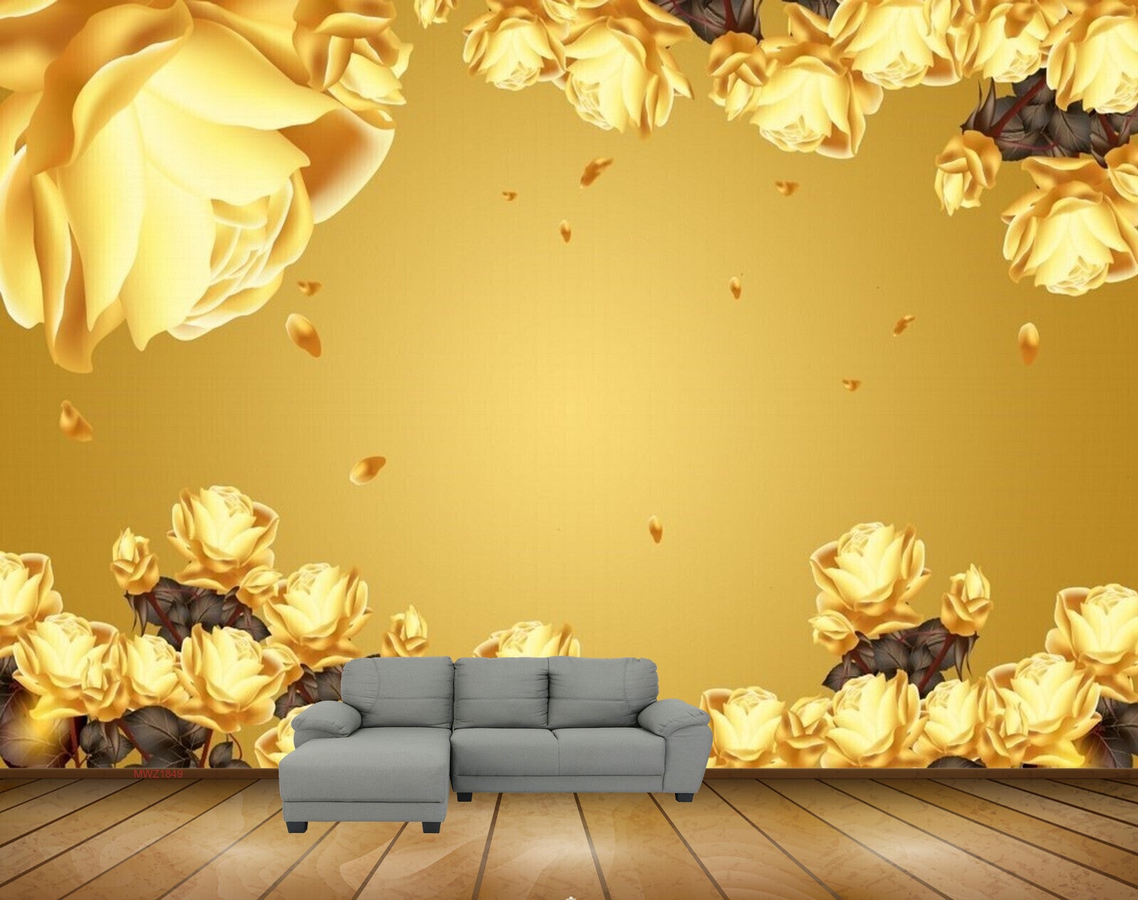Avikalp MWZ1849 Yellow Brown Flowers HD Wallpaper