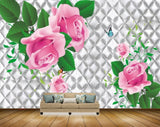 Avikalp MWZ1855 Pink Rose Butterflies Trees HD Wallpaper