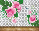 Avikalp MWZ1855 Pink Rose Butterflies Trees 3D HD Wallpaper