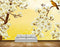 Avikalp MWZ1856 White Golden Flowers Bird HD Wallpaper