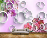 Avikalp MWZ1858 Pink Flowers Butterflies 3D HD Wallpaper