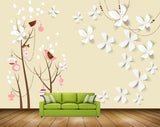 Avikalp MWZ1859 White Flowers Birds Plants HD Wallpaper