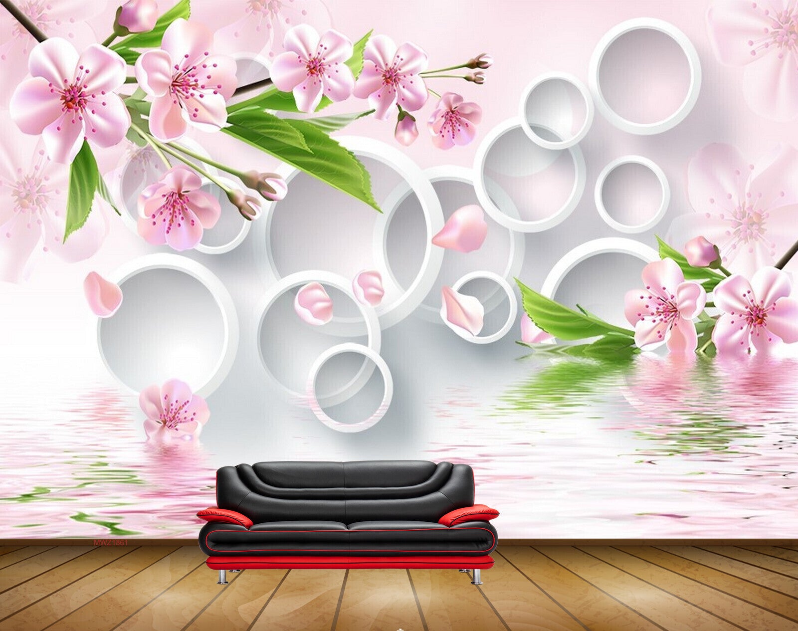 Avikalp MWZ1861 Pink Flowers River HD Wallpaper