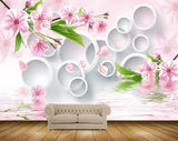 Avikalp MWZ1861 Pink Flowers River 3D HD Wallpaper