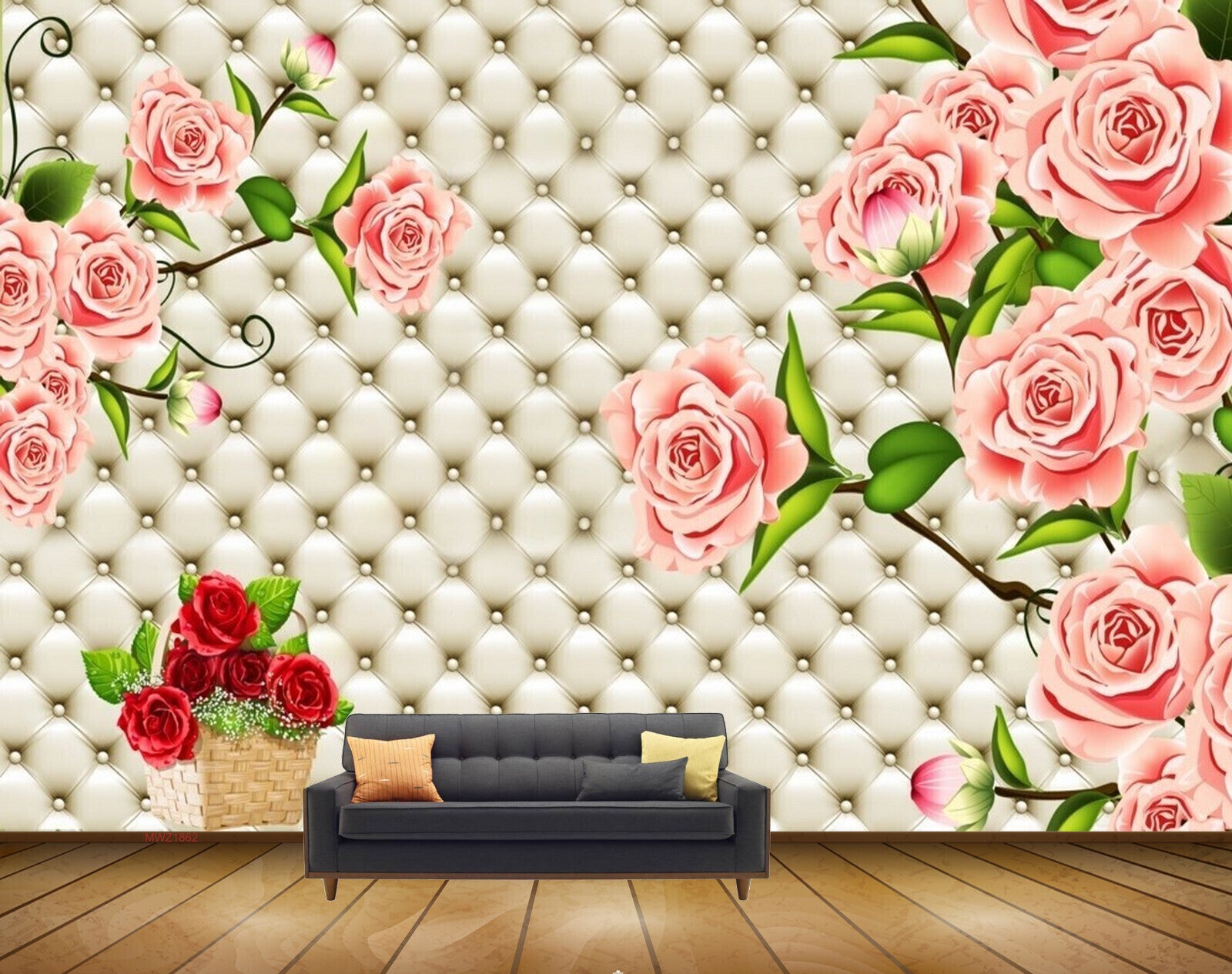 Avikalp MWZ1862 Red Pink Flowers HD Wallpaper