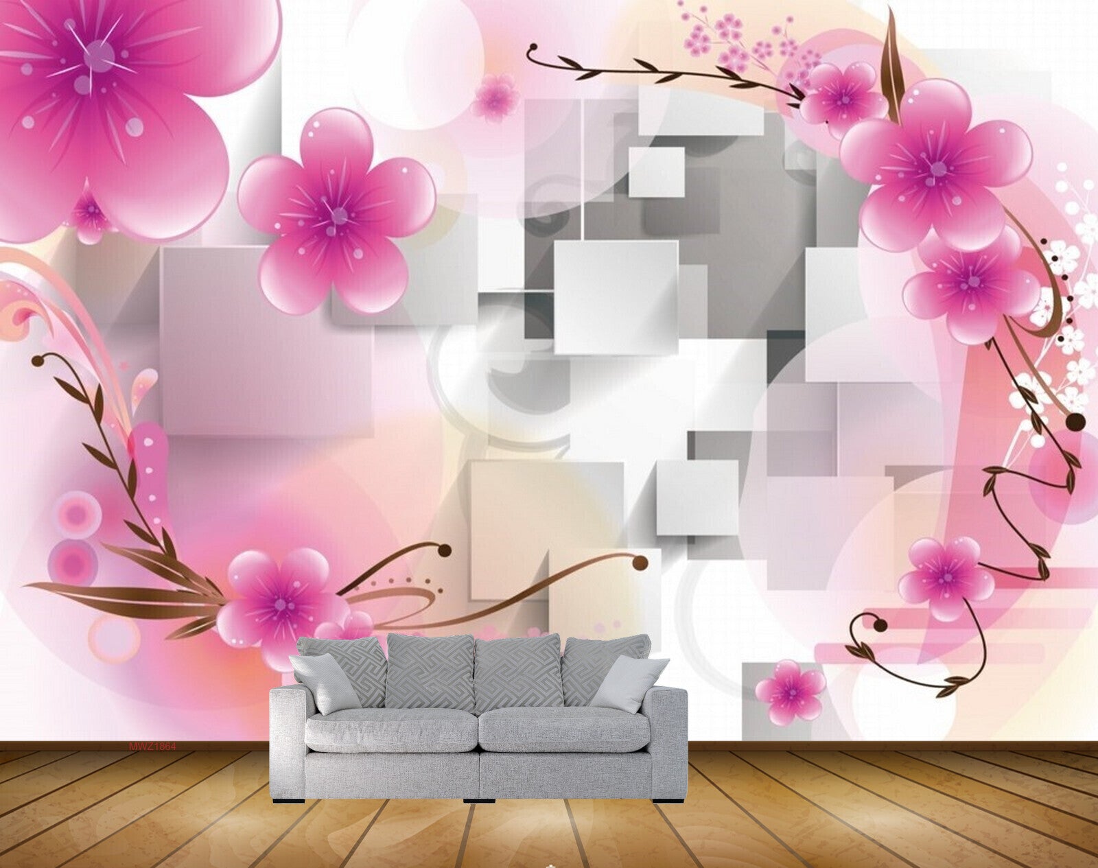 Avikalp MWZ1864 Pink Flowers HD Wallpaper