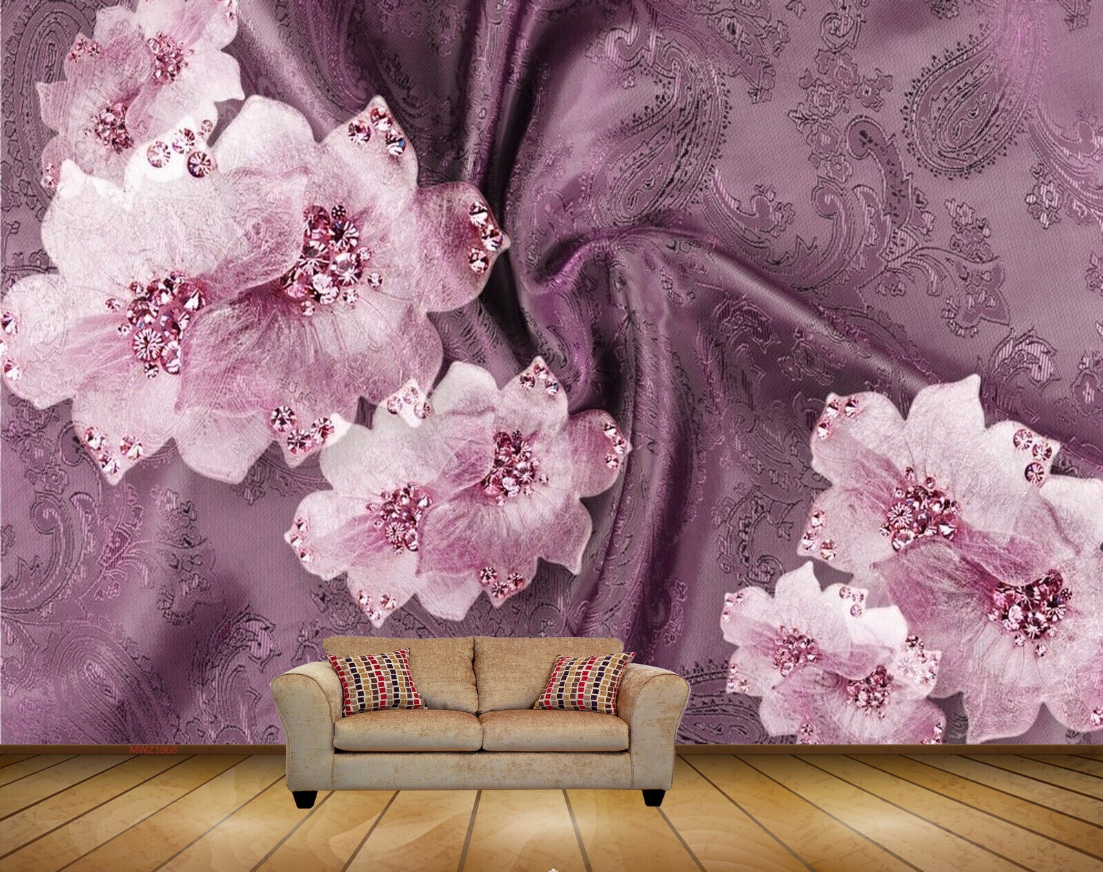 Avikalp MWZ1868 Purple White Flowers HD Wallpaper