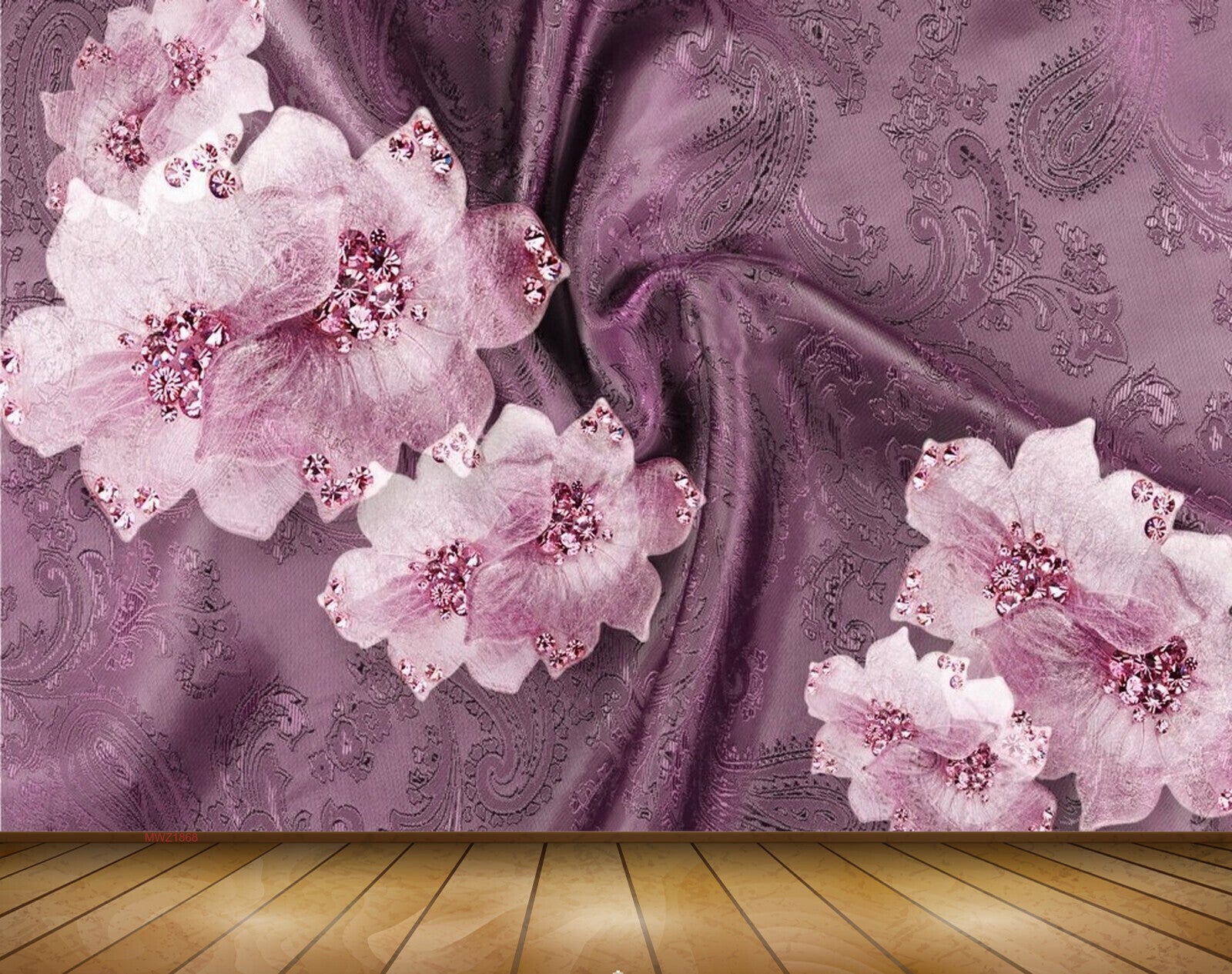 Avikalp MWZ1868 Purple White Flowers 3D HD Wallpaper