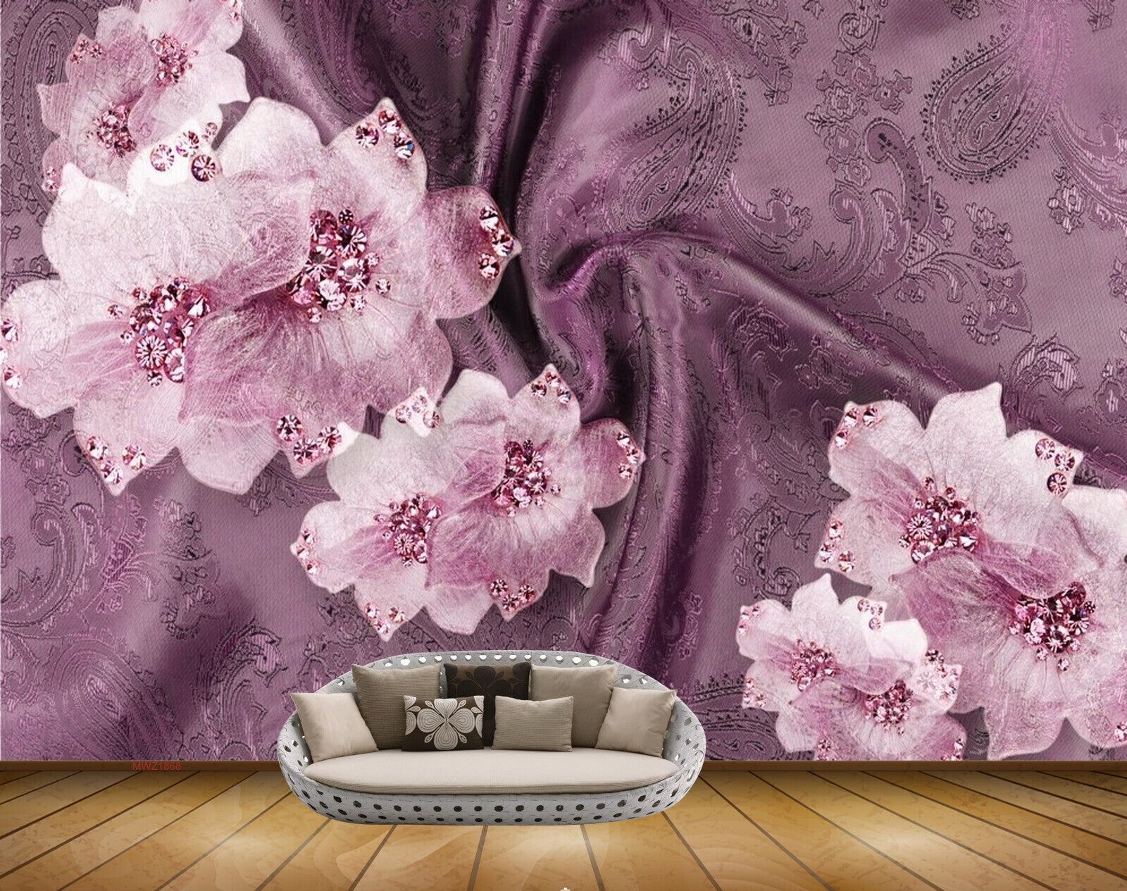 Avikalp MWZ1868 Purple White Flowers 3D HD Wallpaper
