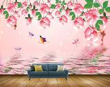 Avikalp MWZ1871 Pink Flowers Butterflies River 3D HD Wallpaper