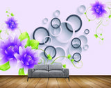 Avikalp MWZ1873 Purple White Flowers Leaves HD Wallpaper