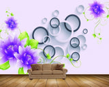 Avikalp MWZ1873 Purple White Flowers Leaves 3D HD Wallpaper