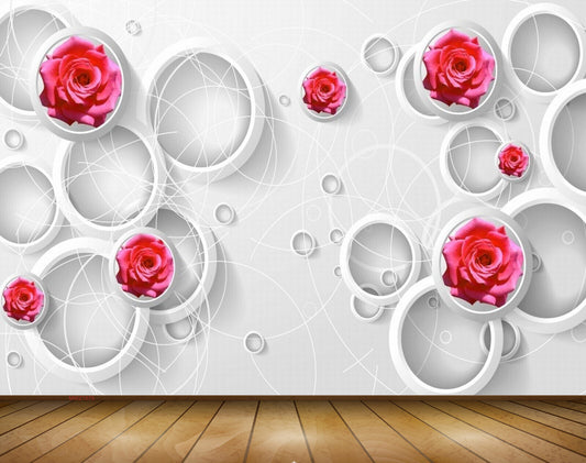 Avikalp MWZ1875 Pink Rose Flowers 3D HD Wallpaper