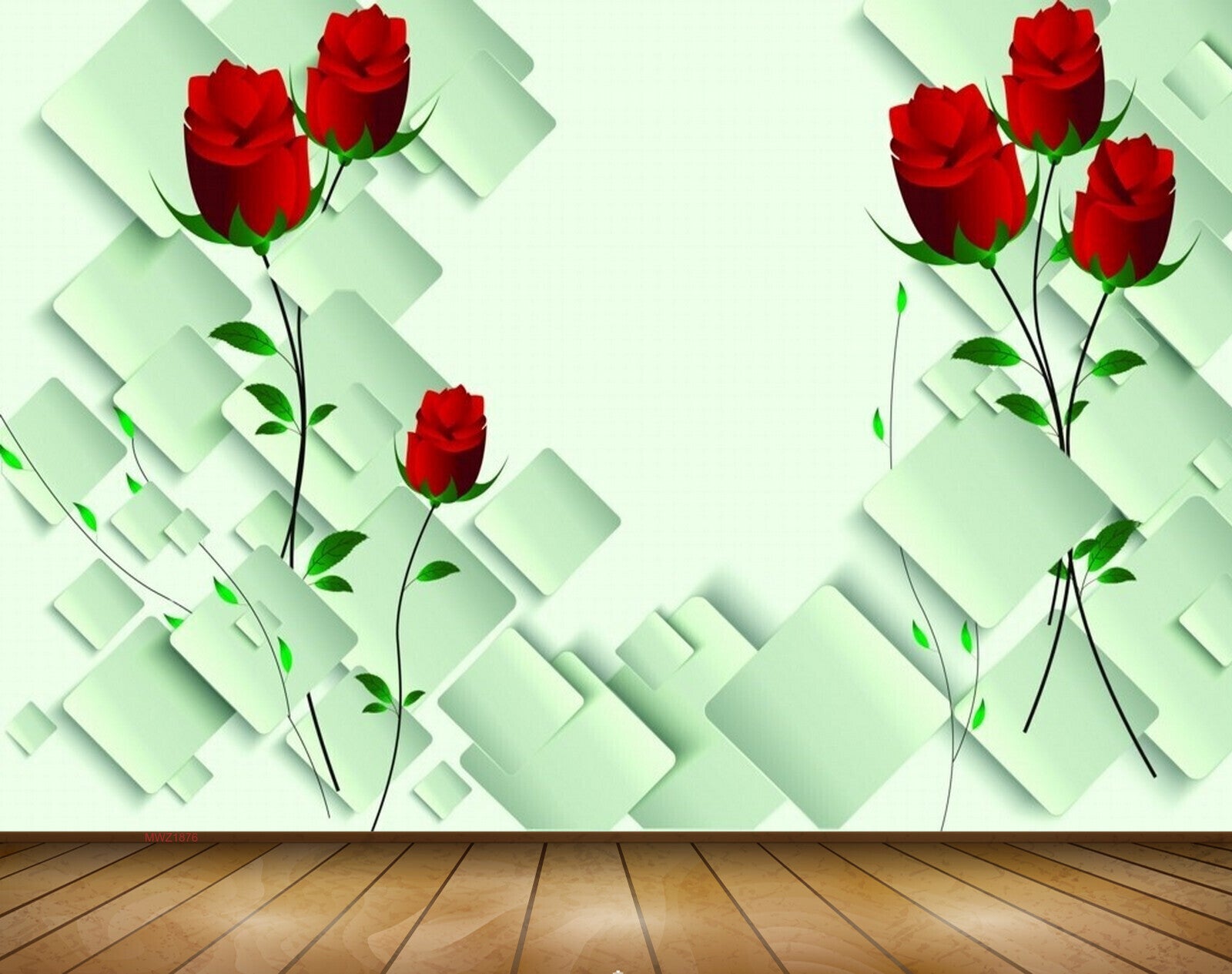 Avikalp MWZ1876 Red Rose Flowers 3D HD Wallpaper