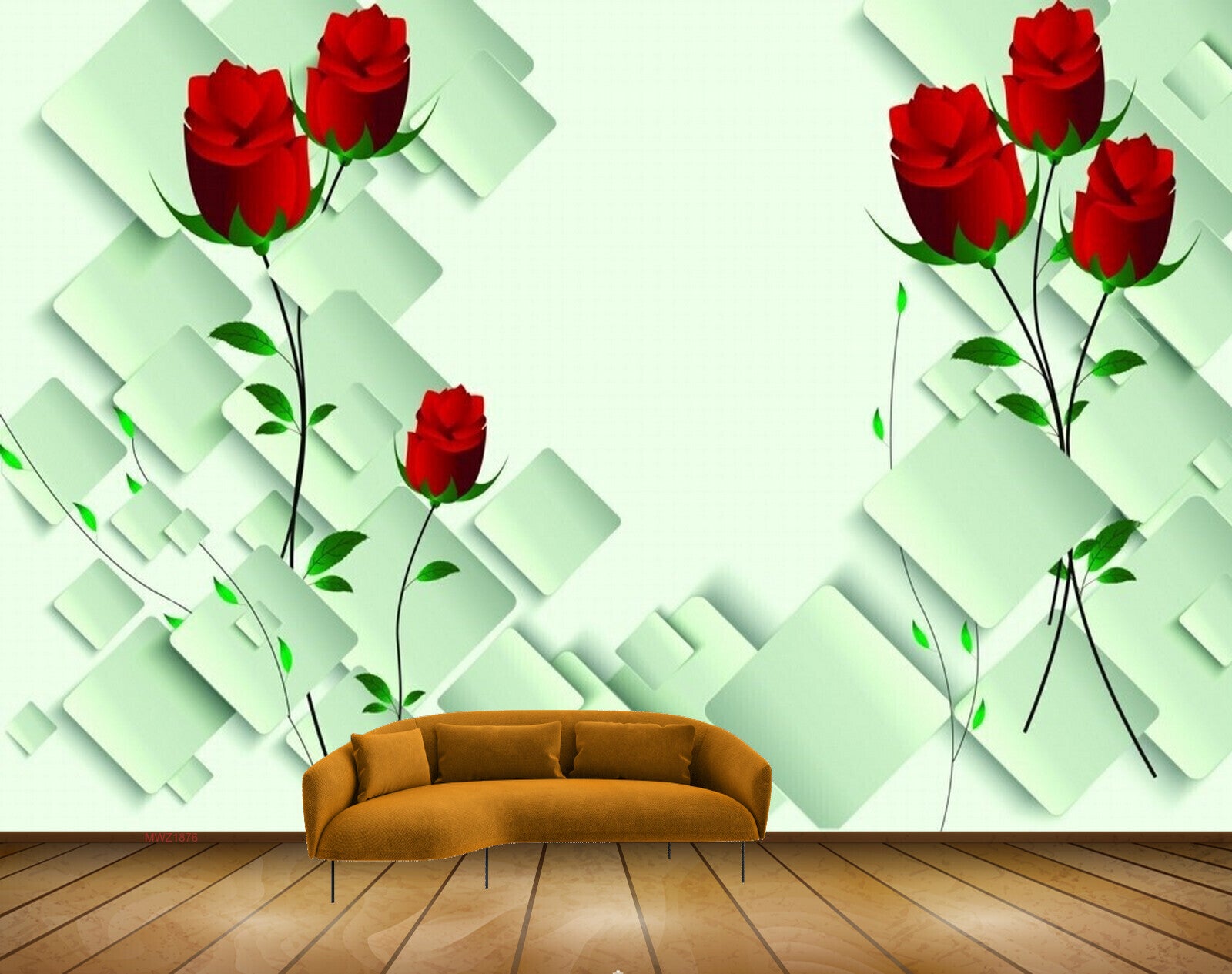 Avikalp MWZ1876 Red Rose Flowers 3D HD Wallpaper