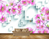 Avikalp MWZ1880 Pink White Honeybees HD Wallpaper