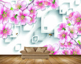 Avikalp MWZ1880 Pink White Honeybees HD Wallpaper