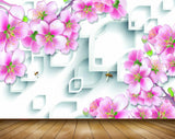 Avikalp MWZ1880 Pink White Honeybees 3D HD Wallpaper