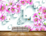 Avikalp MWZ1880 Pink White Honeybees 3D HD Wallpaper