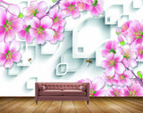 Avikalp MWZ1880 Pink White Honeybees 3D HD Wallpaper