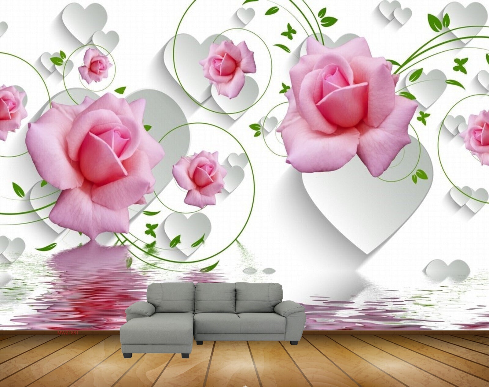 Avikalp MWZ1881 Pink Rose Flowers 3D HD Wallpaper