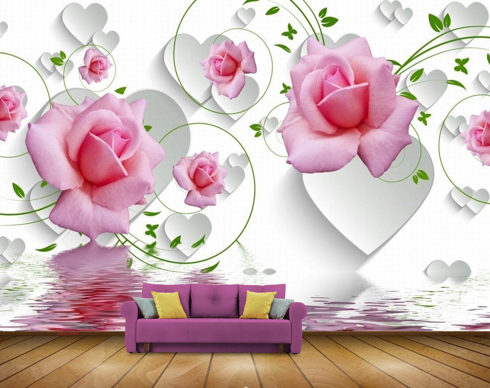 Avikalp MWZ1881 Pink Rose Flowers 3D HD Wallpaper