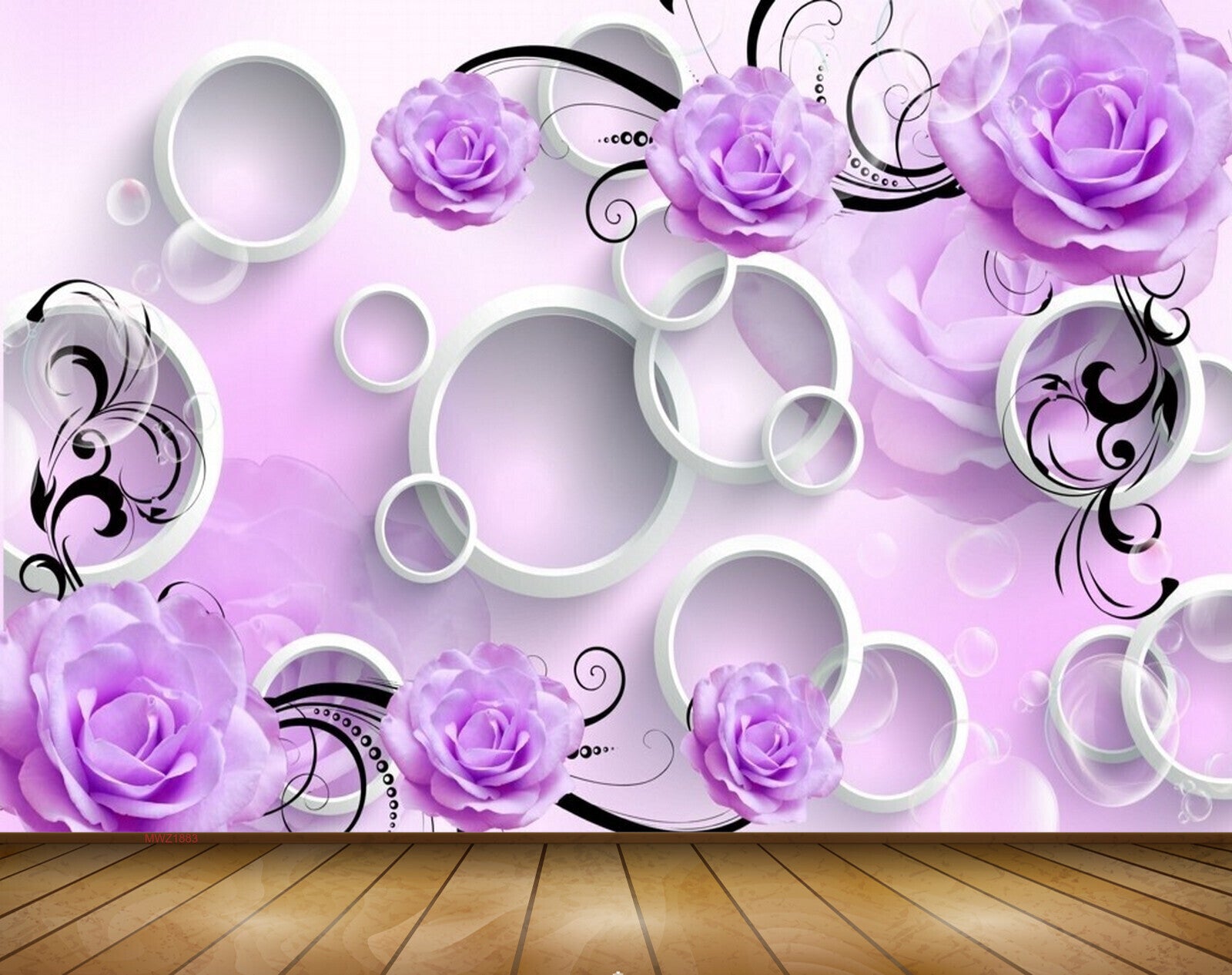 Avikalp MWZ1883 Purple Flowers 3D HD Wallpaper