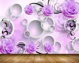 Avikalp MWZ1883 Purple Flowers 3D HD Wallpaper