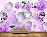 Avikalp MWZ1883 Purple Flowers 3D HD Wallpaper