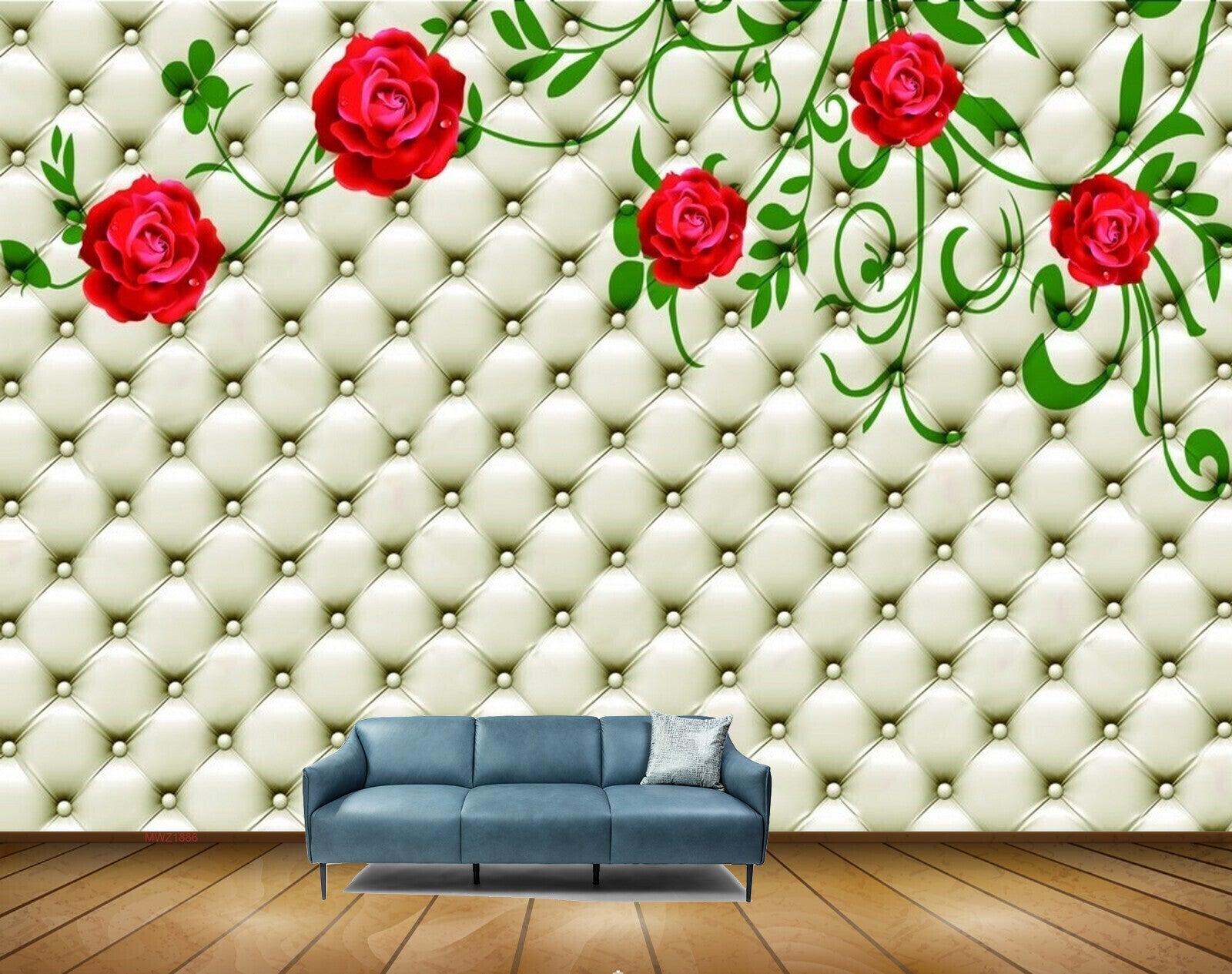 Avikalp MWZ1886 Red Rose Flowers Leaves HD Wallpaper