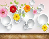 Avikalp MWZ1887 Pink Red Yellow Flowers Sunflowers 3D HD Wallpaper