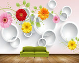 Avikalp MWZ1887 Pink Red Yellow Flowers Sunflowers 3D HD Wallpaper