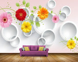 Avikalp MWZ1887 Pink Red Yellow Flowers Sunflowers 3D HD Wallpaper