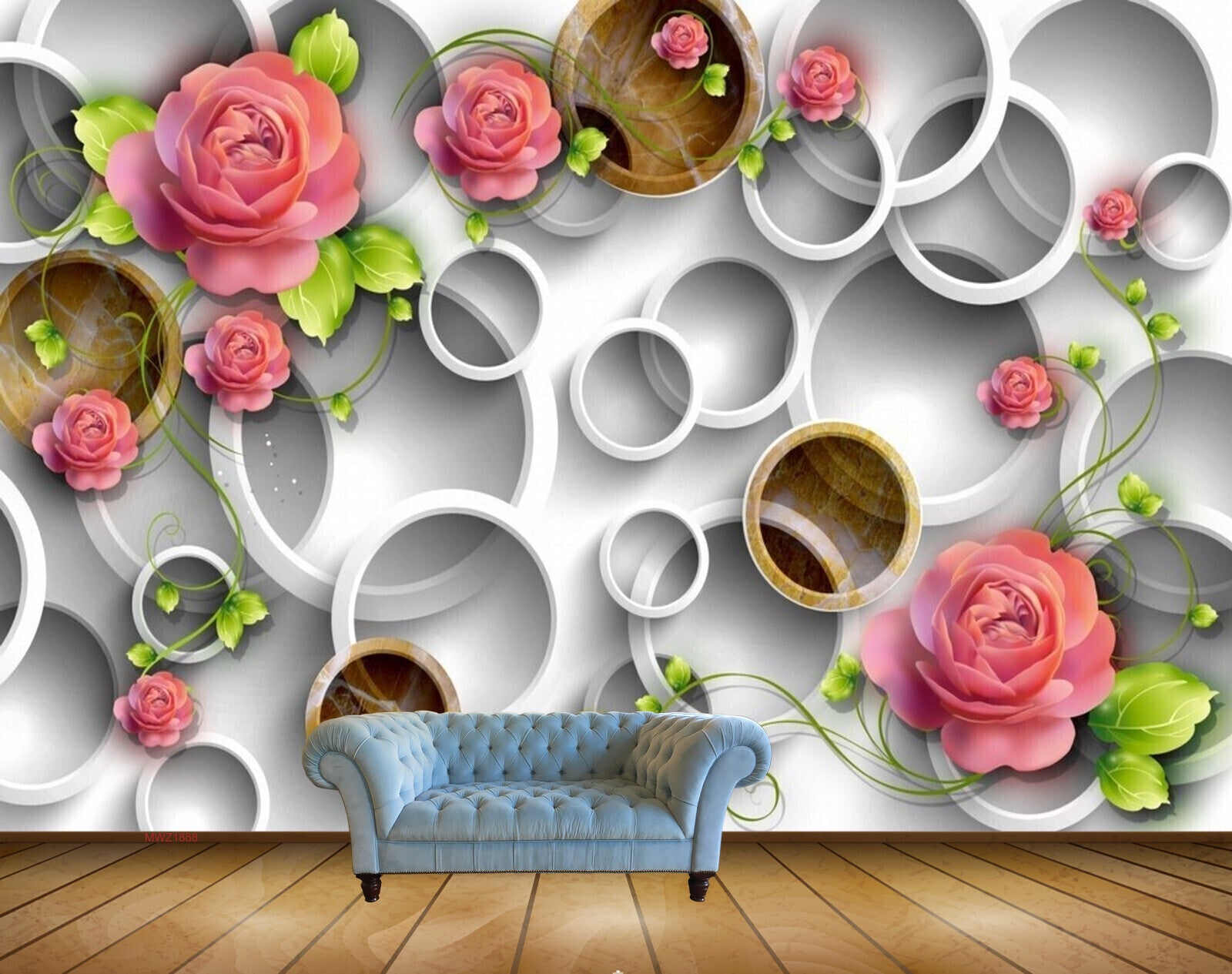Avikalp MWZ1888 Pink Rose Flowers 3D HD Wallpaper