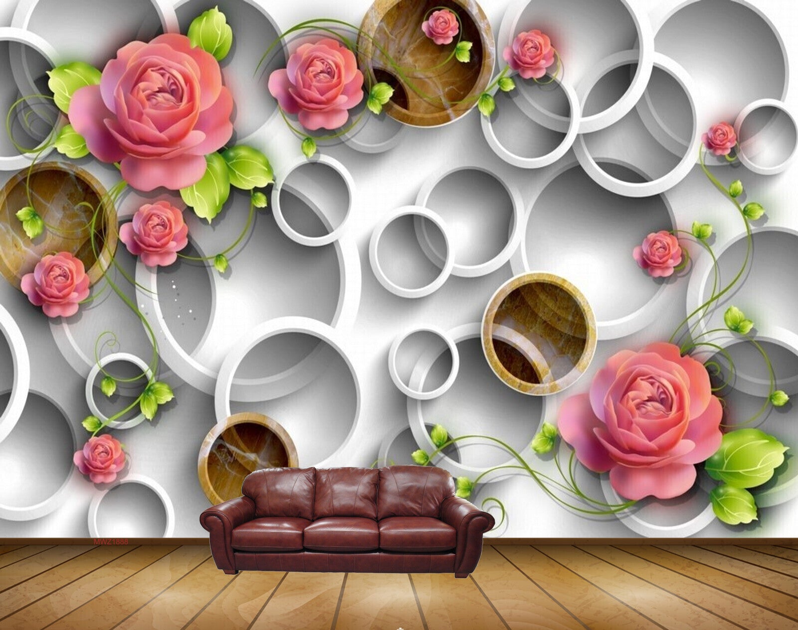 Avikalp MWZ1888 Pink Rose Flowers 3D HD Wallpaper