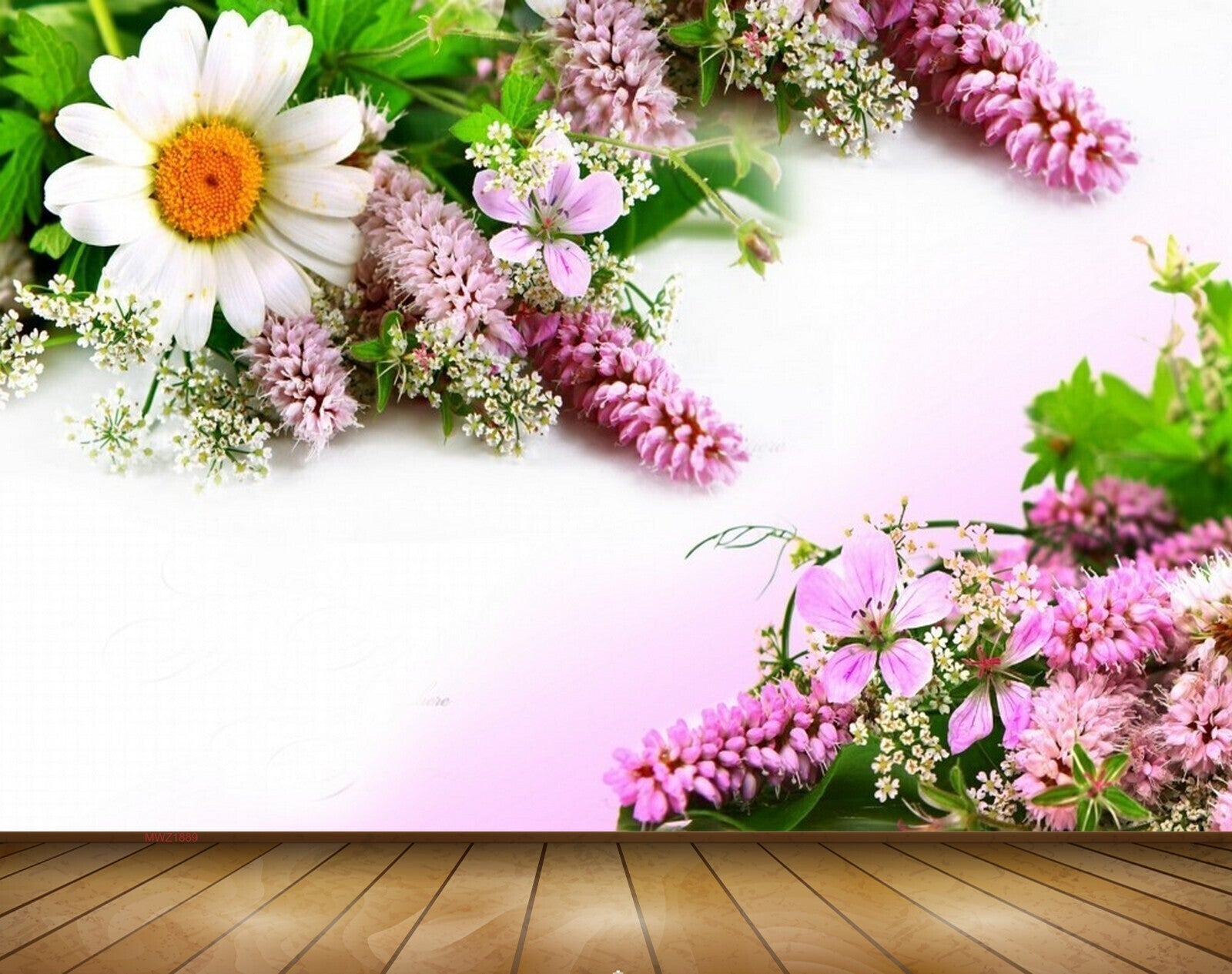 Avikalp MWZ1889 White Pink Sunflowers Leaves 3D HD Wallpaper