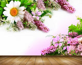 Avikalp MWZ1889 White Pink Sunflowers Leaves 3D HD Wallpaper