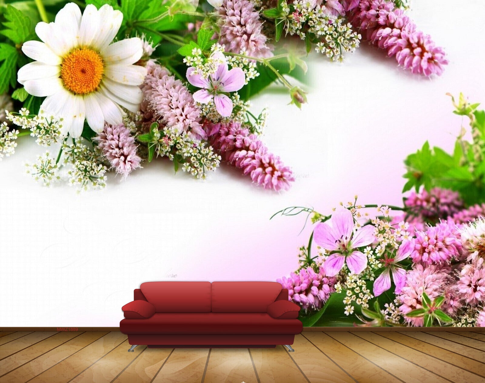 Avikalp MWZ1889 White Pink Sunflowers Leaves 3D HD Wallpaper