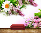 Avikalp MWZ1889 White Pink Sunflowers Leaves 3D HD Wallpaper