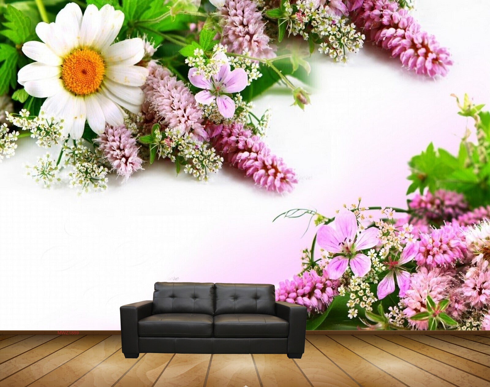 Avikalp MWZ1889 White Pink Sunflowers Leaves 3D HD Wallpaper