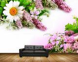 Avikalp MWZ1889 White Pink Sunflowers Leaves 3D HD Wallpaper