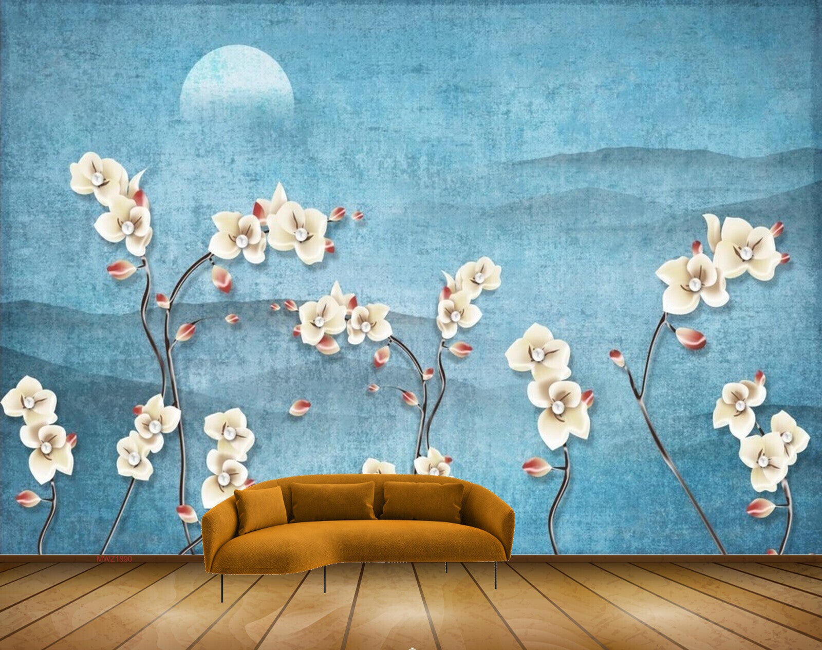 Avikalp MWZ1890 White Pink Flowers Plants 3D HD Wallpaper