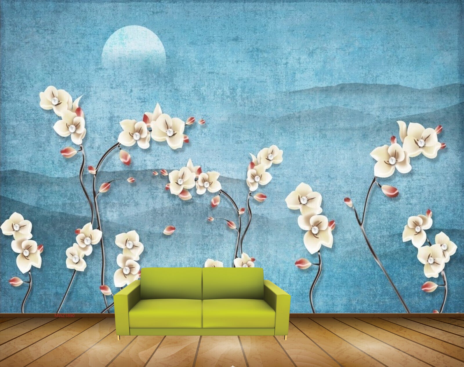 Avikalp MWZ1890 White Pink Flowers Plants 3D HD Wallpaper