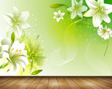 Avikalp MWZ1893 White Flowers Green Leaves 3D HD Wallpaper