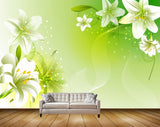 Avikalp MWZ1893 White Flowers Green Leaves 3D HD Wallpaper