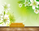 Avikalp MWZ1893 White Flowers Green Leaves 3D HD Wallpaper