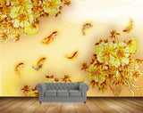 Avikalp MWZ1894 Yellow Orange Flowers Fishes HD Wallpaper