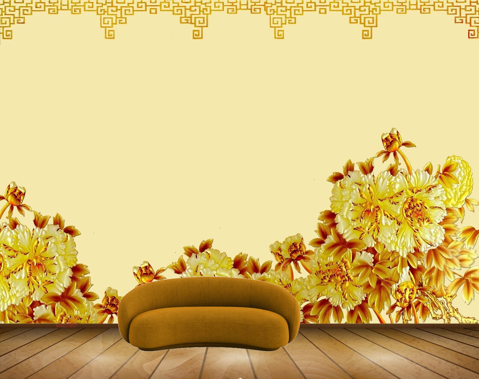 Avikalp MWZ1897 Yellow Golden Flowers 3D HD Wallpaper