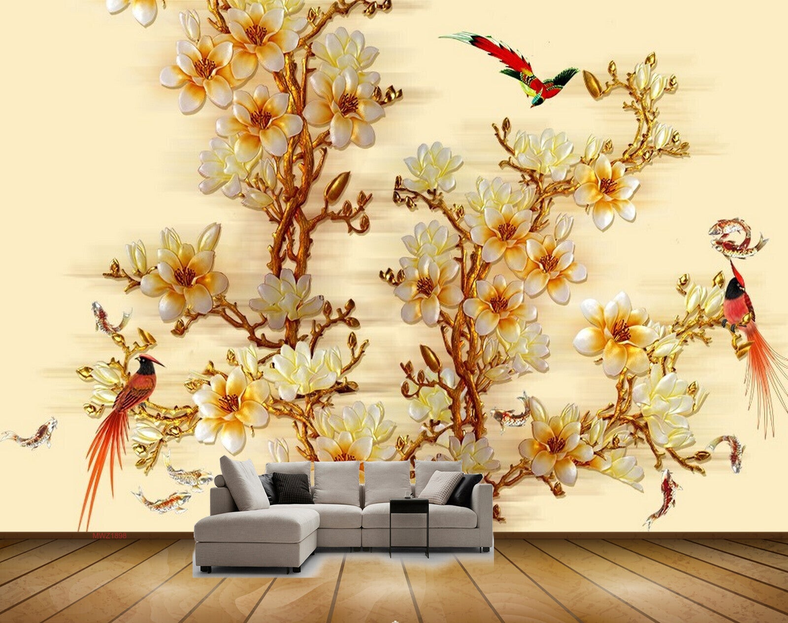 Floral  Yellow  Wallpaper  Home Decor  The Home Depot